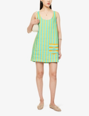 ALEMAIS: Rosanna Striped Linen Mini Dress