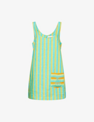 ALEMAIS: Rosanna Striped Linen Mini Dress