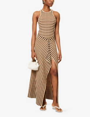 NANUSHKA WOMENS MULTICOLOR STRIPE ALIKI STRIPED COTTON-KNIT MIDI DRESS 
