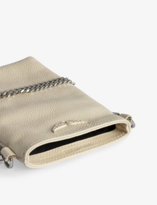 Zadig & Voltaire Womens Flash Rock Brand-plaque Leather Phone Pouch In Flash