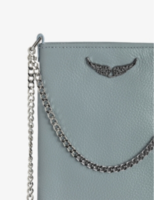 Zadig & Voltaire Womens Rock Brand-plaque Leather Phone Pouch Noir In Noir