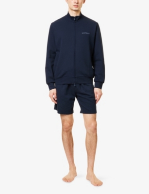 EMPORIO ARMANI: Logo-Embroidery Full-Zip Jersey Sweatshirt