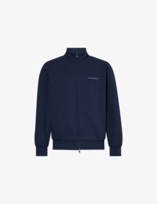 EMPORIO ARMANI: Logo-Embroidery Full-Zip Jersey Sweatshirt