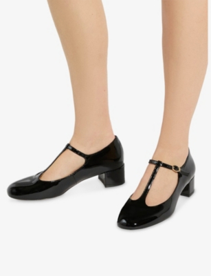Dune Womens Believable T-bar Faux-leather Mary Janes Black Synthetic Patent In Black Synthetic Patent