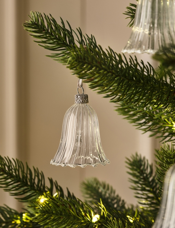 Glitter Bell Glass Christmas Decoration 7cm