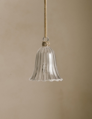 THE WHITE COMPANY: Glitter Bell Glass Christmas Decoration 7cm