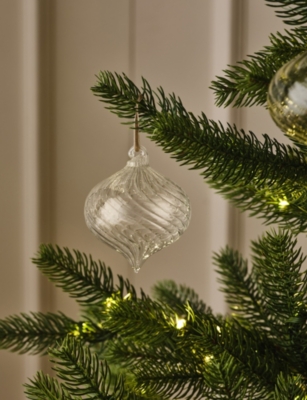 THE WHITE COMPANY: Optic Swirl Glass Christmas Decoration 9.5cm