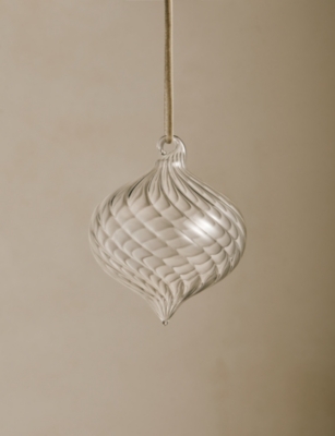 THE WHITE COMPANY: Optic Swirl Glass Christmas Decoration 9.5cm