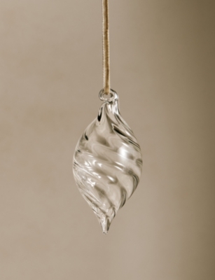 THE WHITE COMPANY: Optic Drop Glass Christmas Decoration 8cm