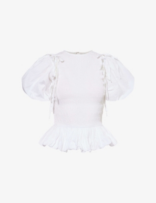 DAMSON MADDER: Becca Smocked Cotton-Poplin Blouse