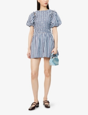 DAMSON MADDER: Becca Gingham-Print Cotton-Poplin Mini Dress