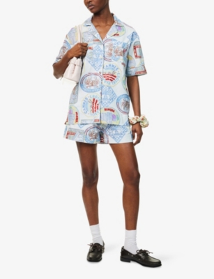 DAMSON MADDER: Chlo Graphic-Print Relaxed Cotton-Linen Blend Shirt