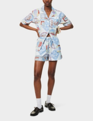 DAMSON MADDER: Printed Pull-On Cotton-Linen Blend Shorts