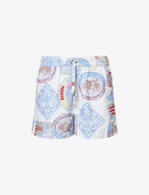 DAMSON MADDER: Printed Pull-On Cotton-Linen Blend Shorts