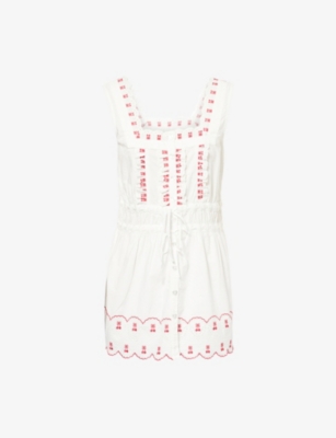 Shop Damson Madder Womens White Amaya Embroidered Cotton-poplin Mini Dress