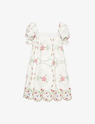 Lulu Embroidered Cotton-Poplin Mini Dress