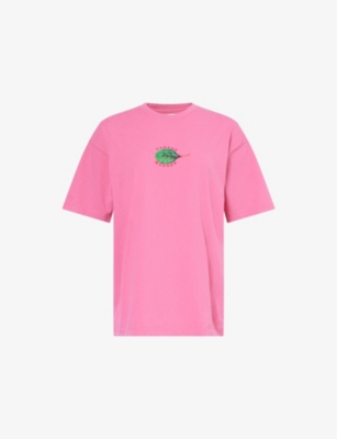 Shop Damson Madder Womens Pink Salad Boyfriend Round-neck Cotton-jersey T-shirt