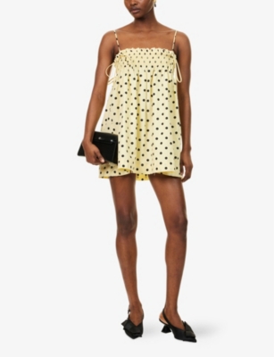 DAMSON MADDER: Lilo Polka-Dot Cotton-Poplin Mini Dress