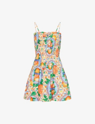 Fleur Shirred Cotton-Poplin Mini Dress