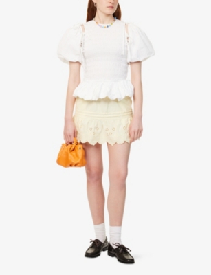 DAMSON MADDER: Gabriette Broderie-Anglaise Cotton Mini Skirt