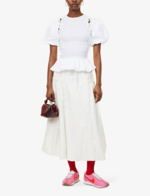 DAMSON MADDER: Agatha Puffball Cotton-Poplin Midi Skirt