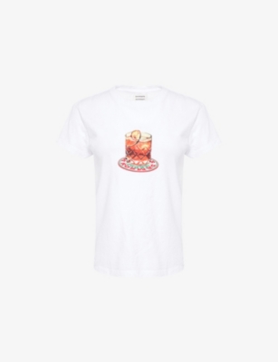 Shop Damson Madder Womens White Negroni Shrunken Short-sleeve Cotton-jersey T-shirt