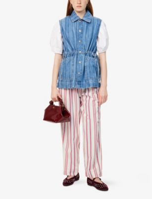DAMSON MADDER WOMENS BLUE HERA OVERSIZED DENIM GILET 