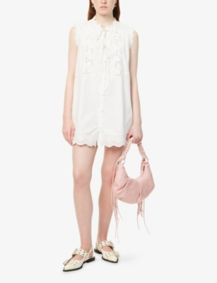 DAMSON MADDER WOMENS OFF WHITE BLONDEY BRODERIE-ANGLAISE COTTON MINI DRESS 
