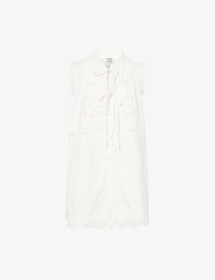 DAMSON MADDER WOMENS OFF WHITE BLONDEY BRODERIE-ANGLAISE COTTON MINI DRESS 