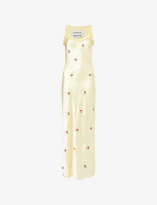 DAMSON MADDER: Simone Cherry-Embroidery Woven Midi Dress