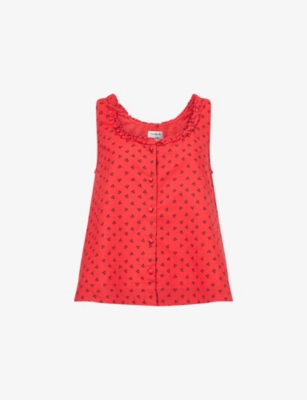 DAMSON MADDER: Mafalda Cherry-Print Cotton Top