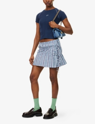 DAMSON MADDER: Este Gingham Cotton-Poplin Mini Skirt