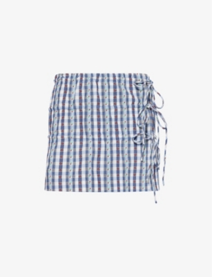 DAMSON MADDER: Este Gingham Cotton-Poplin Mini Skirt