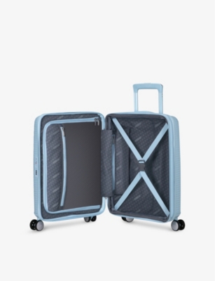 American Tourister Soundbox Expandable Four-wheel Shell Cabin Suitcase 55cm Pastel Blue In Pastel Blue
