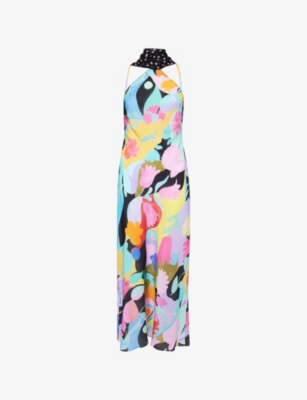 RIXO: Hayley Halterneck Silk Maxi Dress