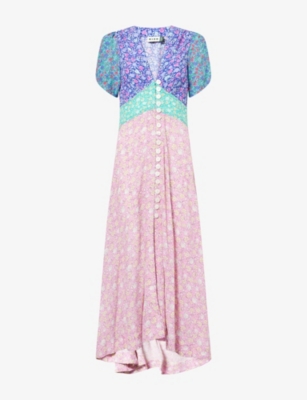 RIXO: Novara Floral-Print Woven Midi Dress