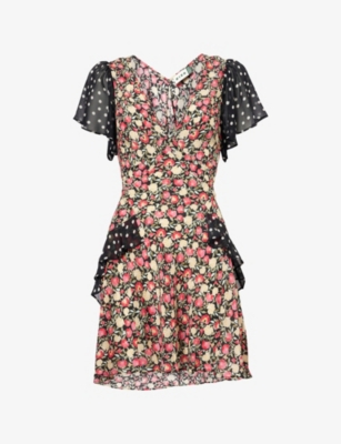 RIXO: Sutton Floral and Polka Dot-Print Silk Mini Dress