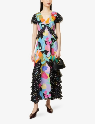 RIXO: Thanvi Floral-Print Midi Dress