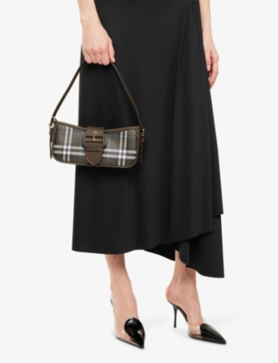 BURBERRY: Check Sling Canvas Shoulder Bag