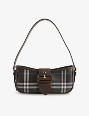 BURBERRY: Check Sling Canvas Shoulder Bag