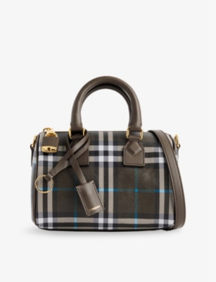 BURBERRY: Check-Print Mini Coated-Canvas Bowling Bag
