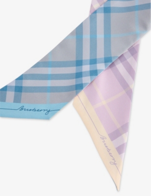 BURBERRY: Narrow check-pattern silk scarf