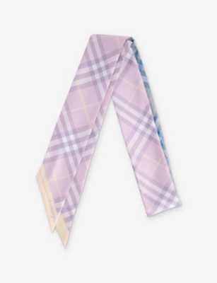 BURBERRY: Narrow check-pattern silk scarf