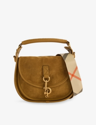 BURBERRY: B Clip Small Suede Top-Handle Bag