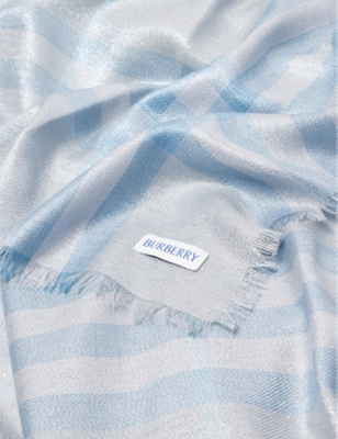 BURBERRY: Check Metallic Wool-Silk Scarf