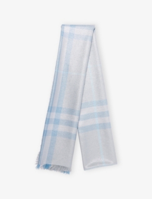 BURBERRY: Check Metallic Wool-Silk Scarf