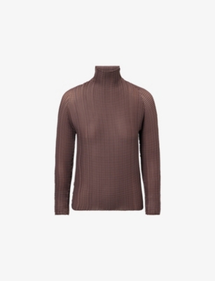 ISSEY MIYAKE: Plissé High-Neck Knitted Top