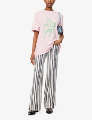 STINE GOYA: Graphic Text-Print Short-Sleeve Cotton-Jersey T-Shirt