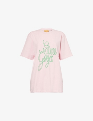 STINE GOYA: Graphic Text-Print Short-Sleeve Cotton-Jersey T-Shirt