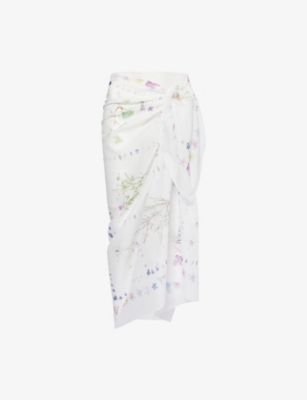 Erdem Womens Botanical Ditsy White Pareo Botanical-print Cotton Beach Cover Up